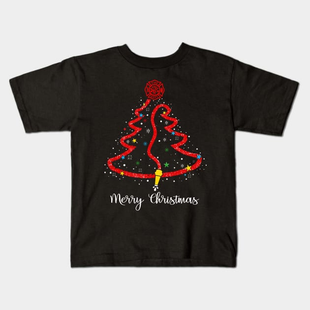 Merry Christmas Fire Department Firefighter Kids T-Shirt by Che Tam CHIPS